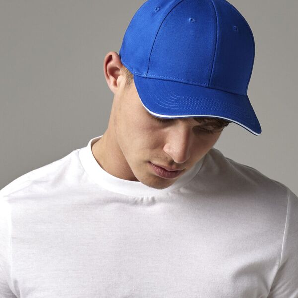 EarthAware® classic organic cotton 6-panel cap – sandwich peak Thumbnail