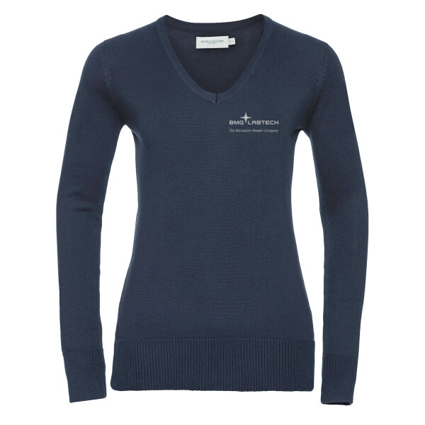 BMG Labtech - Women's Embroidered V-neck Sweater - French Navy Thumbnail